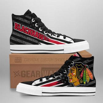 Chicago Blackhawks High Top Shoes Custom American Flag Sneakers | Favorety CA