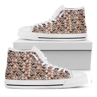 Chicken Painting Pattern Print White High Top Shoes - Monsterry