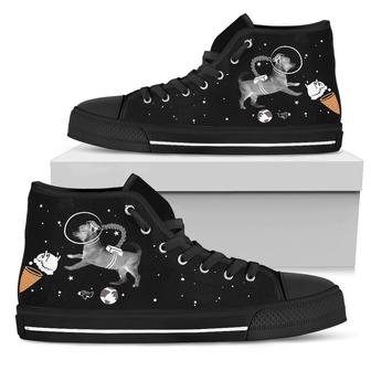 Chihuahua Astronaut Flying In Spaceman Suit Eating Ice Cream High Top Shoes - Monsterry AU