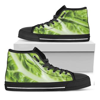 Chinese Cabbage Leaf Print Black High Top Shoes - Monsterry DE
