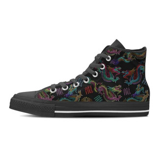 Chinese Dragon Character Print Women's High Top Shoes - Monsterry