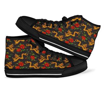 Chinese Dragon Rose Men Women'S High Top Shoes - Monsterry AU