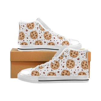 chocolate chip cookie pattern Men's High Top Shoes White - Monsterry AU