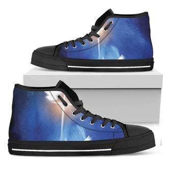 Christian Cross And White Doves Print Black High Top Shoes - Monsterry UK