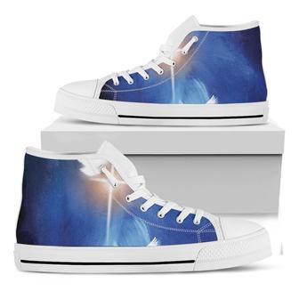 Christian Cross And White Doves Print White High Top Shoes - Monsterry UK