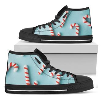 Christmas Candy Candies Pattern Print Black High Top Shoes - Monsterry UK
