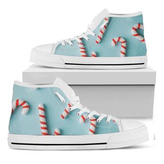 Christmas Candy Candies Pattern Print White High Top Shoes - Monsterry