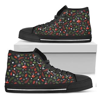Christmas Decorations Pattern Print Black High Top Shoes - Monsterry UK