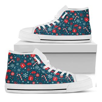 Christmas Holiday Elements Pattern Print White High Top Shoes - Monsterry