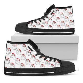 Christmas Santa Claus Black High Top Shoes - Monsterry