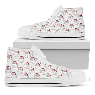 Christmas Santa Claus Pattern Print White High Top Shoes - Monsterry CA