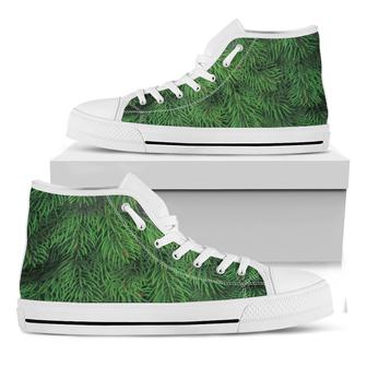 Christmas Tree Branches Print White High Top Shoes - Monsterry AU