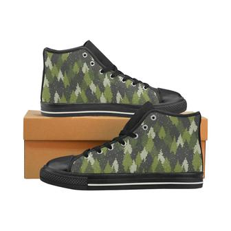 Christmas Tree Camo Pattern Men's High Top Shoes Black - Monsterry CA