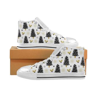 Christmas tree holly snow star pattern Women's High Top Shoes White - Monsterry DE