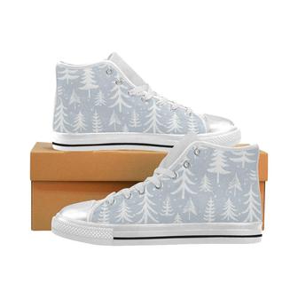 Christmas tree winter forest pattern Women's High Top Shoes White - Monsterry UK