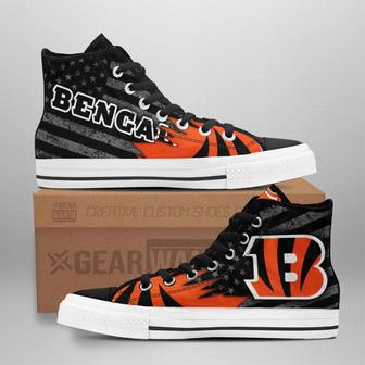 Cincinnati Bengals High Top Shoes Custom American Flag Sneakers | Favorety UK