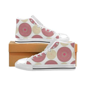 Circle indian pattern Men's High Top Shoes White - Monsterry