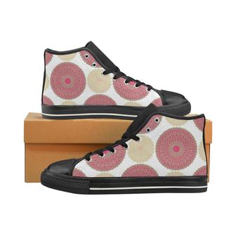 Circle indian pattern Women's High Top Shoes Black - Monsterry