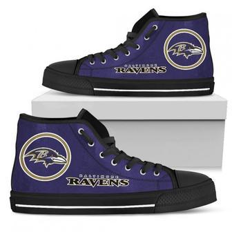 Circle Logo Baltimore Ravens High Top Shoes | Favorety