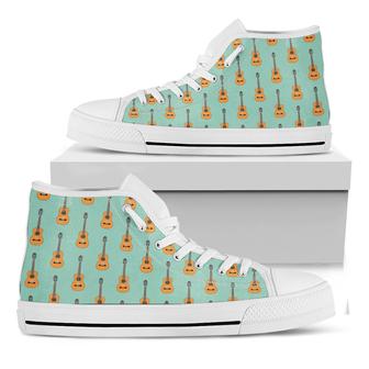 Classical Guitar Pattern Print White High Top Shoes - Monsterry DE