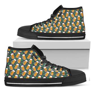 Clover And Beer St. Patrick'S Day Print Black High Top Shoes - Monsterry AU