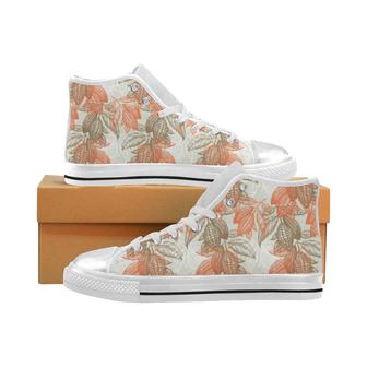 Cocoa beans Cocoa tree pattern Women's High Top Shoes White - Monsterry CA