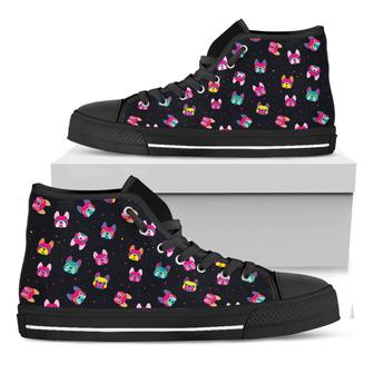 Coloful French Bulldog Print Black High Top Shoes - Monsterry CA