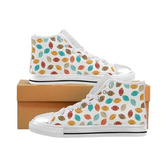Colorful american football ball pattern Women's High Top Shoes White - Monsterry UK