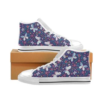 Colorful butterfly flower pattern.eps Men's High Top Shoes White - Monsterry CA