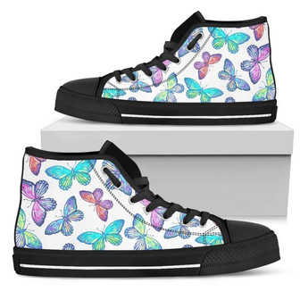 Colorful Butterfly Pattern Print Women's High Top Shoes - Monsterry