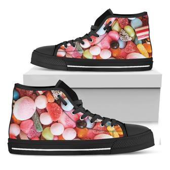 Colorful Candy And Jelly Print Black High Top Shoes - Monsterry UK