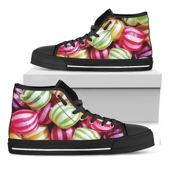 Colorful Candy Ball Print Black High Top Shoes - Monsterry CA