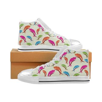 Colorful Chameleon lizard pattern Women's High Top Shoes White - Monsterry UK
