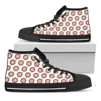 Colorful Darts And Dartboard Print Black High Top Shoes - Monsterry