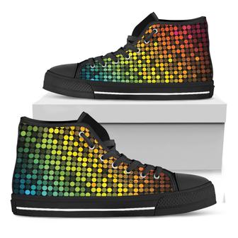 Colorful Disco Lights Black High Top Shoes - Monsterry AU