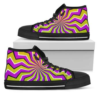Colorful Dizzy Moving Optical Illusion Men's High Top Shoes - Monsterry UK