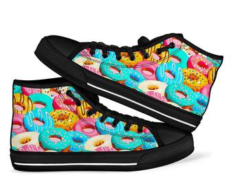 Colorful Donut Pattern Print Men Women'S High Top Shoes - Monsterry
