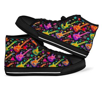 Colorful Electric Guitar Men Women'S High Top Shoes - Monsterry