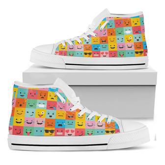 Colorful Emoji Pattern Print White High Top Shoes | Favorety DE