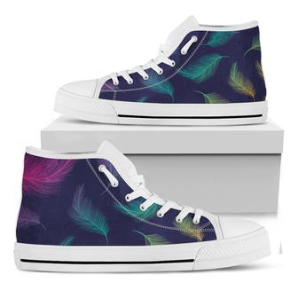 Colorful Feather Pattern Print White High Top Shoes - Monsterry AU