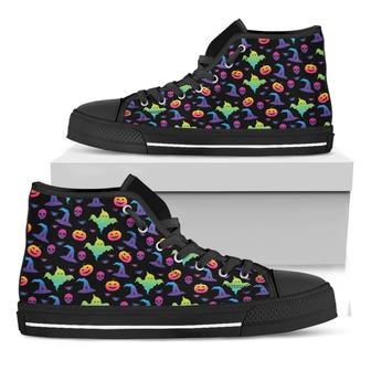 Colorful Halloween Party Black High Top Shoes - Monsterry CA