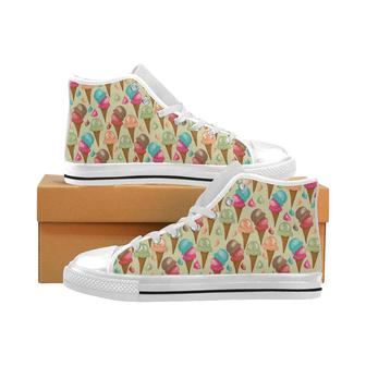 Colorful ice cream pattern Men's High Top Shoes White - Monsterry