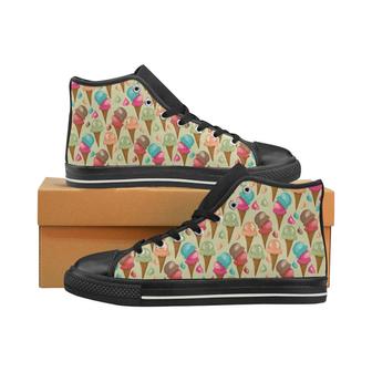 Colorful ice cream pattern Women's High Top Shoes Black - Monsterry UK