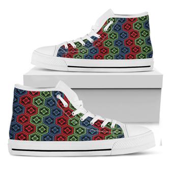 Colorful Japanese Flower Pattern Print White High Top Shoes - Monsterry DE