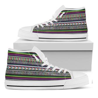 Colorful Leopard Navajo Tribal Print White High Top Shoes - Monsterry DE