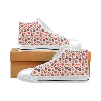 Colorful Maple Leaf pattern Men's High Top Shoes White - Monsterry UK