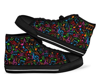Colorful Music Note Men Women'S High Top Shoes - Monsterry
