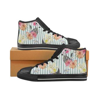Colorful orchid flower pattern Men's High Top Shoes Black - Monsterry AU