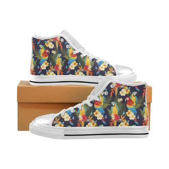 Colorful parrot flower pattern Women's High Top Shoes White - Monsterry DE
