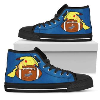 Colorful Pikachu Laying On Ball Los Angeles Dodgers High Top Shoes | Favorety DE